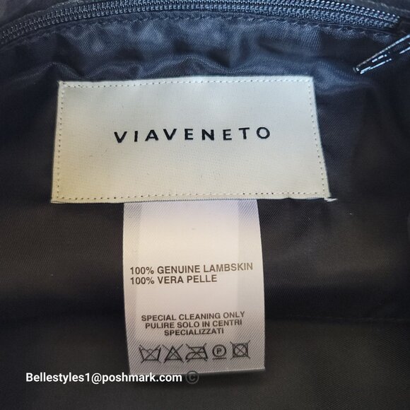 VIAVENETO Delilah Curly Lambskin Shearling Large Pouch/Wristlet- Black color - Picture 14 of 16